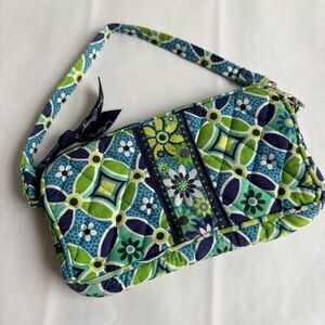 Vera Bradley Retired Pattern Daisy Daisy Blue Green Clutch Wristlet Purse Strap